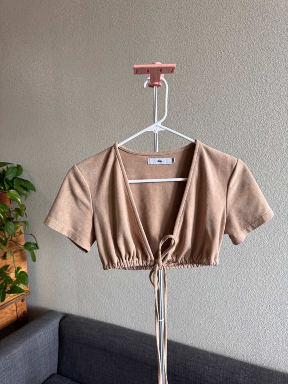 Adika Nude Tie-Front Cropped Top